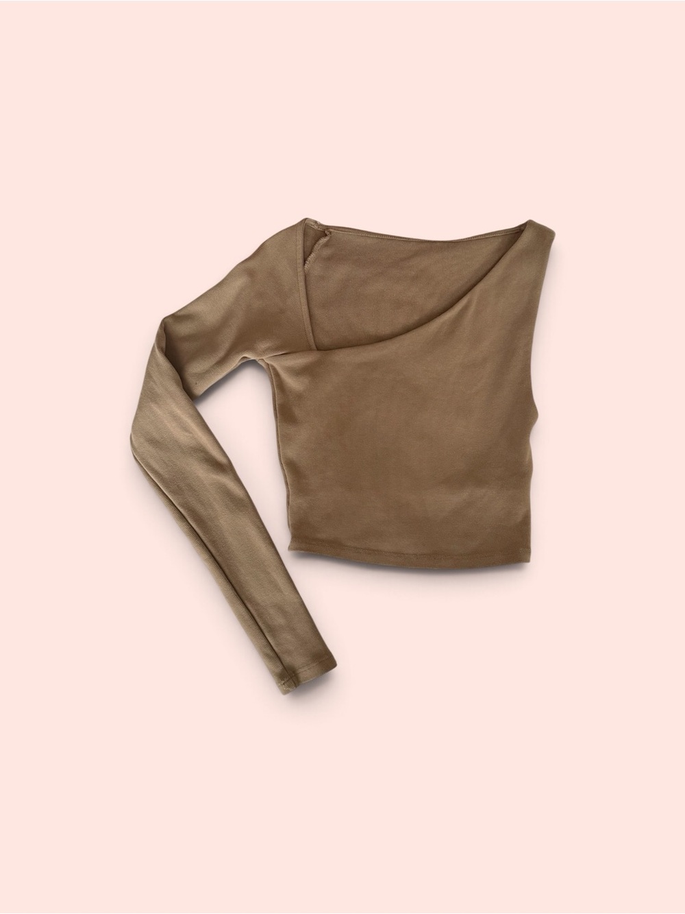Women’s Asymmetric One-Shoulder Long Sleeve Top - Beige